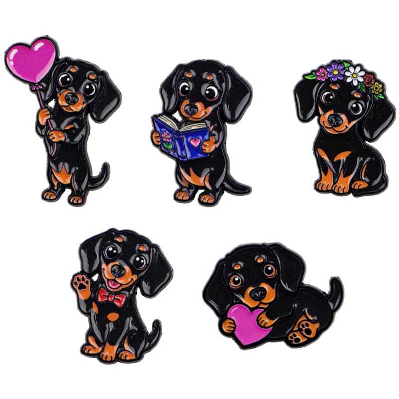 5pcs Cute Dachshund Enamel Pin - Enamel Pin Set recension och pris